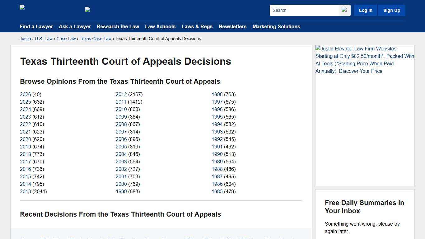 Texas Thirteenth Court of Appeals Decisions :: Texas Case Law :: Texas Law :: U.S. Law :: Justia