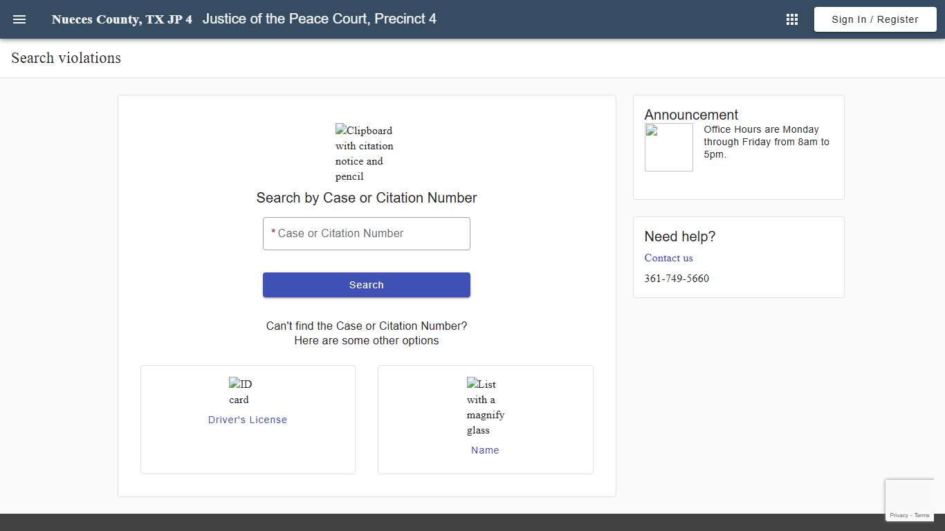 Search - Search violations - Justice of the Peace Court, Precinct 4 - Nueces County Justice of the Peace, Precinct 4 - Municipal Online Services
