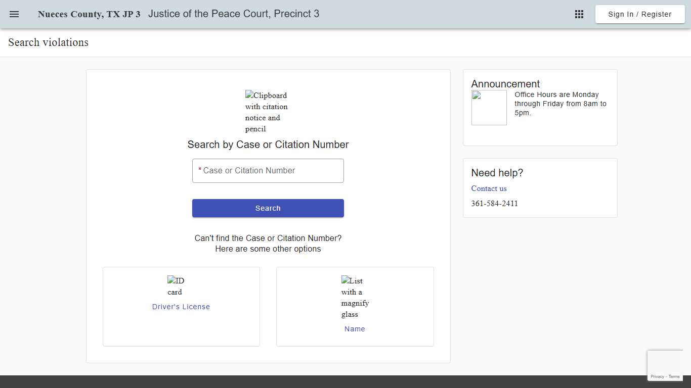 Search - Search violations - Justice of the Peace Court, Precinct 3 - Nueces County Justice of the Peace, Precinct 3 - Municipal Online Services